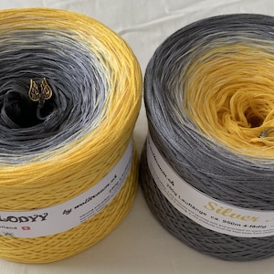 Silver Moon - Yellow and Gray Yarn - Crochet Yarn - Knitting Yarn - Wolltraum Yarn - Ombré Yarn - Clothing Yarn -Cotton Blend -Gradient Yarn