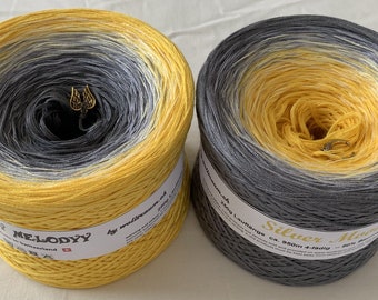 Silver Moon - Yellow and Gray Yarn - Crochet Yarn - Knitting Yarn - Wolltraum Yarn - Ombré Yarn - Clothing Yarn -Cotton Blend -Gradient Yarn