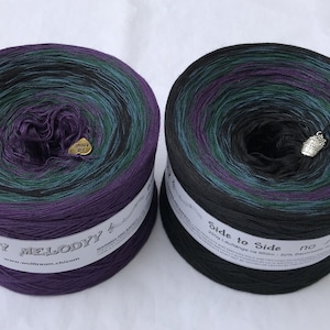 Side to Side 12 - Repeat Gradient Yarn - Mirrored Gradient Yarn - Black and Purple Yarn - Knitting Yarn - Wolltraum Yarn - Ombre Yarn - Yarn