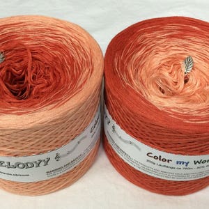 Color My World 15 - Quartz and Rust Yarn - Wolltraum Yarn - Gradient Yarn - Orange Cotton Yarn - Rust Cotton Yarn - Two Colored Yarn - Ombre