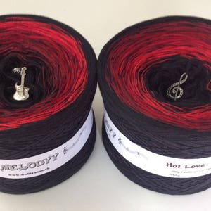 Hot Love - Wolltraum Gradient Yarn - Red Cotton Yarn - Red Acrylic Yarn - Black Cotton Yarn - Black Acrylic Yarn - Wolltraum Yarn - Ombré