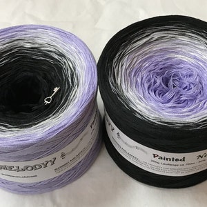 Painted 6 Wolltraum Yarn Painted Yarn Cotton Yarn Acrylic Yarn Painted Yarn Purple Yarn Black Yarn Fingering Yarn 4Ply image 1