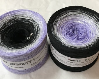 Painted 6 - Wolltraum Yarn - Painted Yarn - Cotton Yarn - Acrylic Yarn - Painted Yarn - Purple Yarn - Black Yarn - Fingering Yarn - 4Ply