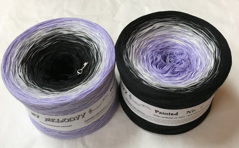 Painted 6 Wolltraum Yarn Painted Yarn Cotton Yarn Acrylic Yarn Painted Yarn Purple Yarn Black Yarn Fingering Yarn 4Ply image 1