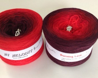 Burning Love - Burgundy Gradient Yarn - Red Cotton Yarn, Red Acrylic Yarn - Wolltraum Yarn - Red Ombre Yarn - Red Yarn - Fingering Yarn