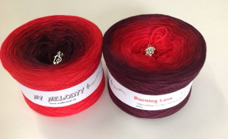 Burning Love Burgundy Gradient Yarn Red Cotton Yarn, Red Acrylic Yarn Wolltraum Yarn Red Ombre Yarn Red Yarn Fingering Yarn image 1