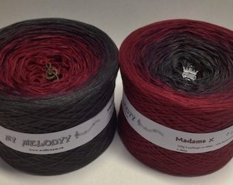 Madame X - Gradient Yarn - Burgundy Yarn - Color Changing Yarn - Ombre Yarn - Hand Tied Yarn - Wolltraum Yarn - Fine Yarn - Sport Yarn