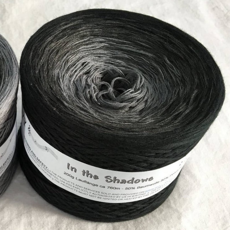 In The Shadows Black Yarn Gray Yarn Wolltraum Yarn Black Ombré Yarn Gray Cotton Yarn Gray Acrylic Yarn Gray Ombre Yarn image 2