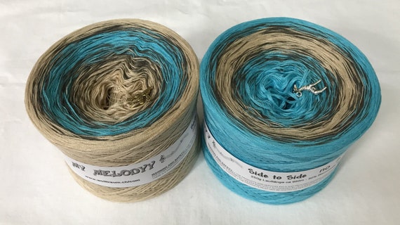 Side to Side 7 Blue and Tan Yarn Mirrored Gradient Yarn Repeat Gradient  Yarn Knitting Yarn Wolltraum Yarn Ombre Yarn yarn 