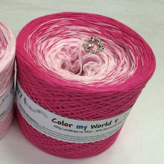 Color My World 9 Shades of Pink Yarn Baby Pink Yarn Fuchsia Yarn Two  Colored Yarn Gradient Yarn Wolltraum Yarn Pink Ombre Yarn 