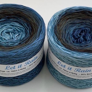Let It Rain - fil à crocheter - fil à tricoter - Melodyy by Wolltraum - fil ombré - couleur changeante - fil ton bleu - fil de couleur neutre