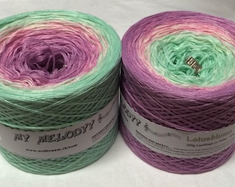 Lotus - 4 Ply Yarn - Gradient Yarn - Crochet Yarn - Knitting Yarn - Melodyy by Wolltraum - Green Yarn - Purple Yarn - Ombré Yarn - Hand tied