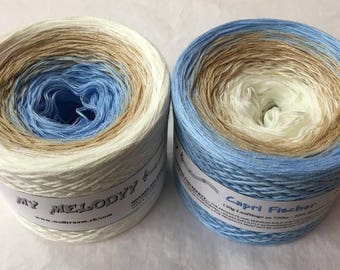 Capri Fischer - Blue Crochet Yarn - Blue Knitting Yarn - Wolltraum Yarn - Blue Ombré Yarn - Cotton Yarn - Acrylic Yarn - Ombre Yarn
