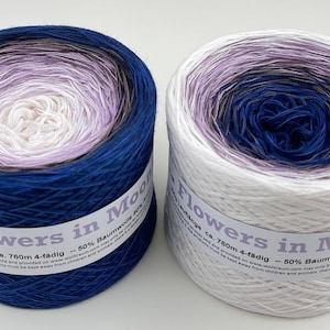Flowers in Moonlight - 4 Ply - Blue Gradient Yarn - Crochet Yarn - Knitting Yarn - Wolltraum -  Ombré Yarn - Color Changing Yarn