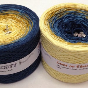 Come On Eileen - Yellow Gradient Crochet Yarn - Yellow Knitting Yarn - Wolltraum Yarn - Ombré Yarn - Cotton Clothing Yarn - Blue Cotton Yarn