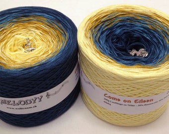 Come On Eileen - Yellow Gradient Crochet Yarn - Yellow Knitting Yarn - Wolltraum Yarn - Ombré Yarn - Cotton Clothing Yarn - Blue Cotton Yarn