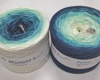 Forever - Gradient Yarn - Blue Cotton Yarn - Blue Acrylic Yarn - Melodyy by Wolltraum - Ombré Yarn - Yarn from Switzerland - Crochet Yarn