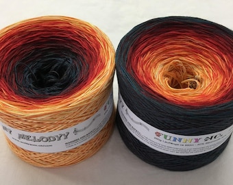 Funny 15 - Yellow to Navy Yarn - Yarn Cake - Gradient Yarn - Crochet Yarn - Knitting Yarn - Wolltraum Yarn - Ombre Yarn
