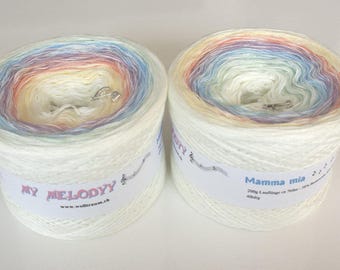 Mamma Mia - Rainbow Gradient Yarn - White Yarn Rainbow - My Melodyy by Wolltraum - Pastel Yarn - Ombré Yarn - Baby Blanket Yarn - Cotton Mix