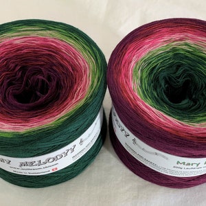 Mary Lou - Magenta and Green Yarn - Fir Green Yarn - Cotton Acrylic Blend - Wolltraum Yarn - Pink and Green Yarn - Crochet Yarn - Knit Yarn