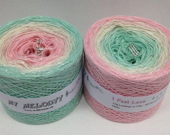 I Feel Love with Glitter - Glitter Gradient Yarn - Cotton Blend Yarn - My Melodyy by Wolltraum - Sparkly Yarn - Ombre Yarn - Pastel Yarn