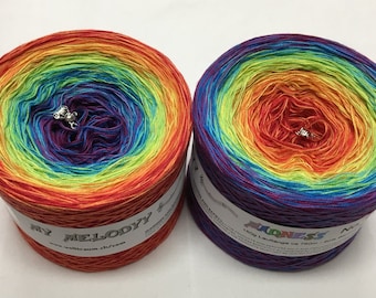 Madness 4 - Rainbow Yarn - Wolltraum - 3ply yarn - Gradient Yarn - Lace Weight Yarn - Unique Yarn - Cotton Yarn - Acrylic Yarn - Crazy Yarn