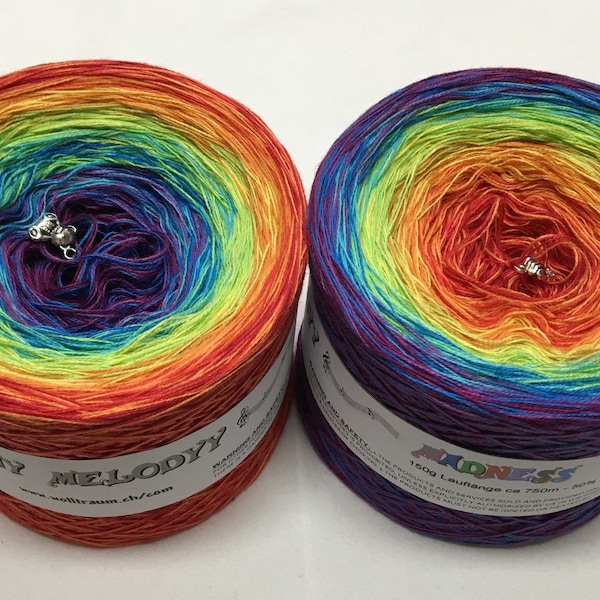 Madness 4 - Rainbow Yarn - Wolltraum - 3ply yarn - Gradient Yarn - Lace Weight Yarn - Unique Yarn - Cotton Yarn - Acrylic Yarn - Crazy Yarn