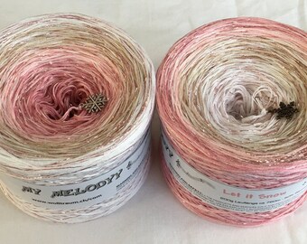 Let It Snow - Pink Glitter Yarn - Christmas Yarn - Holiday Yarn - Gradient Yarn - Wolltraum Yarn - Crafty Gift - Yarn Gift - Glitter Yarn