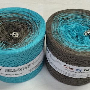 Color My World 4 - Blue and Brown Yarn - Riviera Blue Yarn - Melodyy by Wolltraum - Blue Ombré Yarn - Cotton Yarn - Fingering - Crochet Yarn