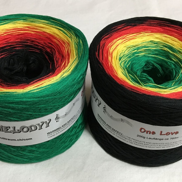 One Love - Rasta Yarn - Gradient Yarn - Crochet Yarn - Knitting Yarn - Melodyy by Wolltraum - Jamaican Yarn - Bob Marley - Ombré Yarn