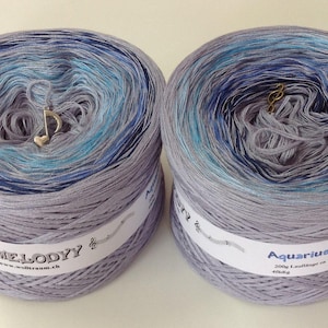 Aquarius - Ombre Yarn - Super Fine Yarn - Blue Acrylic Yarn - Blue Cotton Yarn - Grey Acrylic Yarn - Grey Cotton Yarn - Wolltraum Yarn