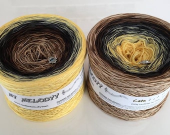 Cats - Brown and Yellow Yarn - Brown Acrylic Yarn - Brown Cotton Yarn - Brown Gradient Yarn - Wolltraum Yarn - Fingering Yarn - Brown Yarn