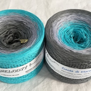 Gente Di Mare - Blue Crochet Yarn - Blue Knitting Yarn - Wolltraum Yarn - Blue Ombré Yarn - Gray Cotton Yarn - Gray Acrylic Yarn -Ombre Yarn