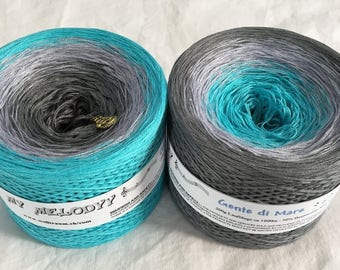 Gente Di Mare - Blue Crochet Yarn - Blue Knitting Yarn - Wolltraum Yarn - Blue Ombré Yarn - Gray Cotton Yarn - Gray Acrylic Yarn -Ombre Yarn