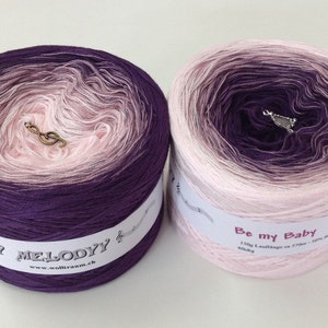 Be My Baby - Pink Cotton Yarn - Purple Cotton Yarn - Pastel Gradient Yarn - Pink Acrylic Yarn - Purple Acrylic Yarn - Wolltraum Yarn - Ombre