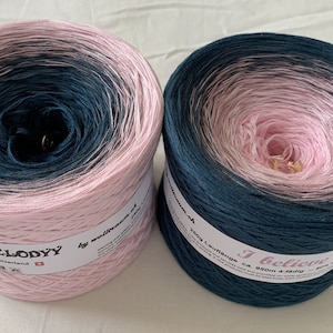 I Believe - Pink / Grey / Petrol Yarn - Crochet Yarn - Knitting Yarn - Wolltraum Yarn - Ombré Yarn - Clothing Yarn - Cotton Blend Yarn