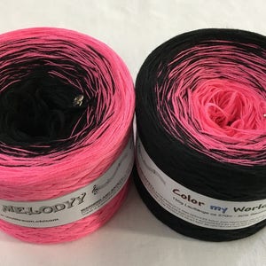 Color My World 20 - Hot Pink and Black Yarn - Hot Pink Yarn - Black Yarn - Candy Pink Yarn - Gradient Yarn - Wolltraum Yarn - Ombre Yarn