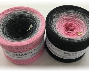 Only You - Wolltraum Yarn - Ombré Yarn - Fingering Weight - Gradient Yarn - Pink Cotton Yarn - Pink Acrylic Yarn - Black Cotton Yarn - 4 Ply