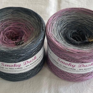 Smoky Dusk - Purple and Gray Yarn - Glitter Yarn - Gradient Yarn - Wolltraum Yarn - Crafty Gift - Yarn Gift - Ombre Yarn