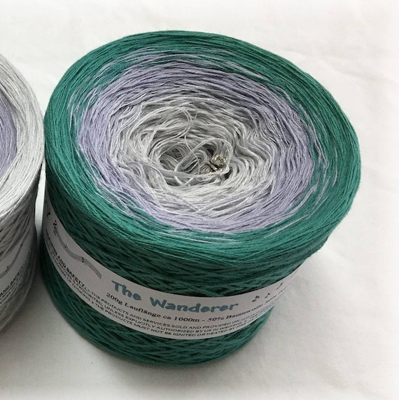 The Wanderer Green and Gray Yarn Gradient Yarn Cotton Acrylic Yarn  Wolltraum Yarn Ocean Green Yarn Ombre Yarn Plied Yarn 