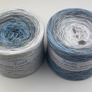 Faith - Ombre Yarn - Cotton Mix Yarn - Crochet Yarn - Wolltraum - Gradient Yarn - Knitting Yarn -Crochet Yarn - 4ply Yarn - Blue and White