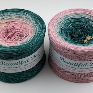 Beautiful Day - Pink and Green Gradient Yarn - Wolltraum Yarn - Ombre Yarn - Superfine Yarn - Made to Order - MelodyyByWolltraum