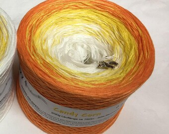Candy Corn - IN STOCK - Halloween Yarn - Wolltraum - Orange Yellow White Yarn - Candy Corn Yarn - Cotton Yarn - Yarn - Fingering Yarn