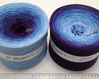 Heartbeat - Blue Gradient Yarn - Blue Cotton Yarn - Blue Acrylic Blend - Color Changing Yarn - Ombre Yarn -  Hand Tied Yarn - Wolltraum Yarn