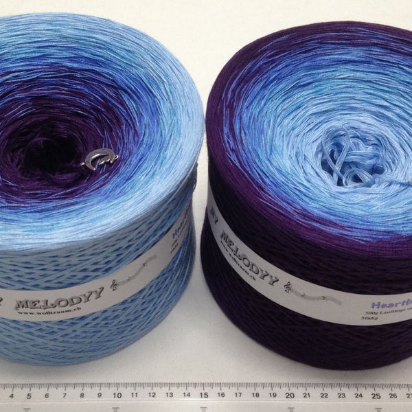 Heartbeat - Blue Gradient Yarn - Blue Cotton Yarn - Blue Acrylic Blend - Color Changing Yarn - Ombre Yarn -  Hand Tied Yarn - Wolltraum Yarn