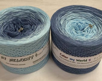 Color My World 5 - Blue Gradient Yarn - Shades of Blue Yarn - Bi-Colored Yarn - Blue Gradient Yarn - Crochet Yarn - Knitting Yarn -Yarn Cake