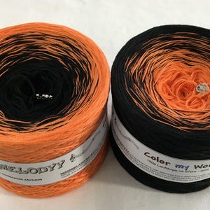 Color My World 19 - Orange and Black Yarn - Halloween Yarn - Orange Yarn - Black Yarn - Gradient Yarn - Wolltraum Yarn - Ombre Yarn - Orange