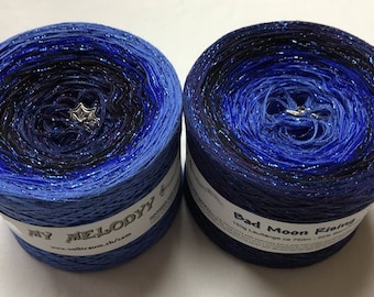Bad Moon Rising - Halloween Yarn - Glitter Gradient Yarn - Cotton Blend Yarn - My Melodyy by Wolltraum - Blue Ombre Yarn - Blue Glitter Yarn
