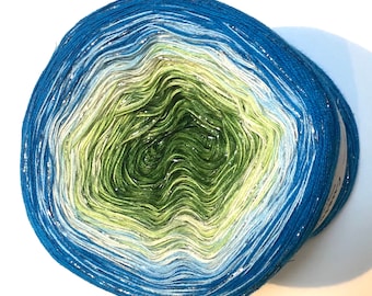 Island in the Stream - Blue and Green Yarn - Blue Glitter Yarn - Gradient Yarn - Wolltraum Yarn - Yarn Gift - Ombre Yarn -Glitter Yarn -Yarn