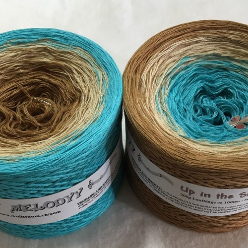 Up in the Sky Blue and Brown Yarn Gradient Yarn Crochet Etsy